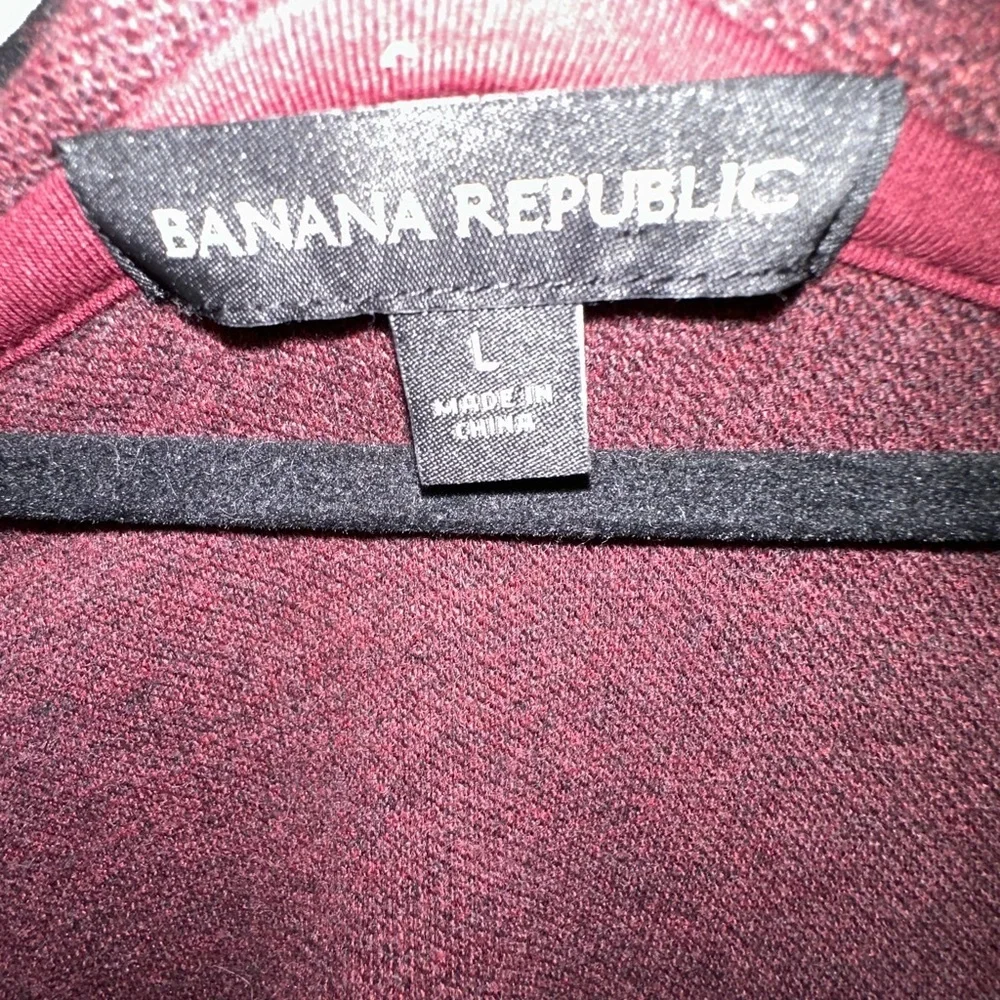BANANA REPUBLIC L Burgundy men cotton long sleeve thermal pullover minimalist